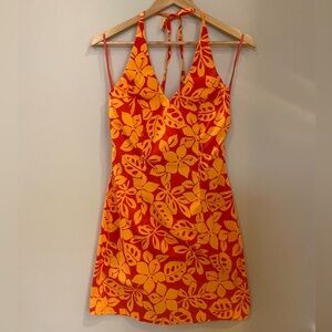 Y2K tropical halter beach dress